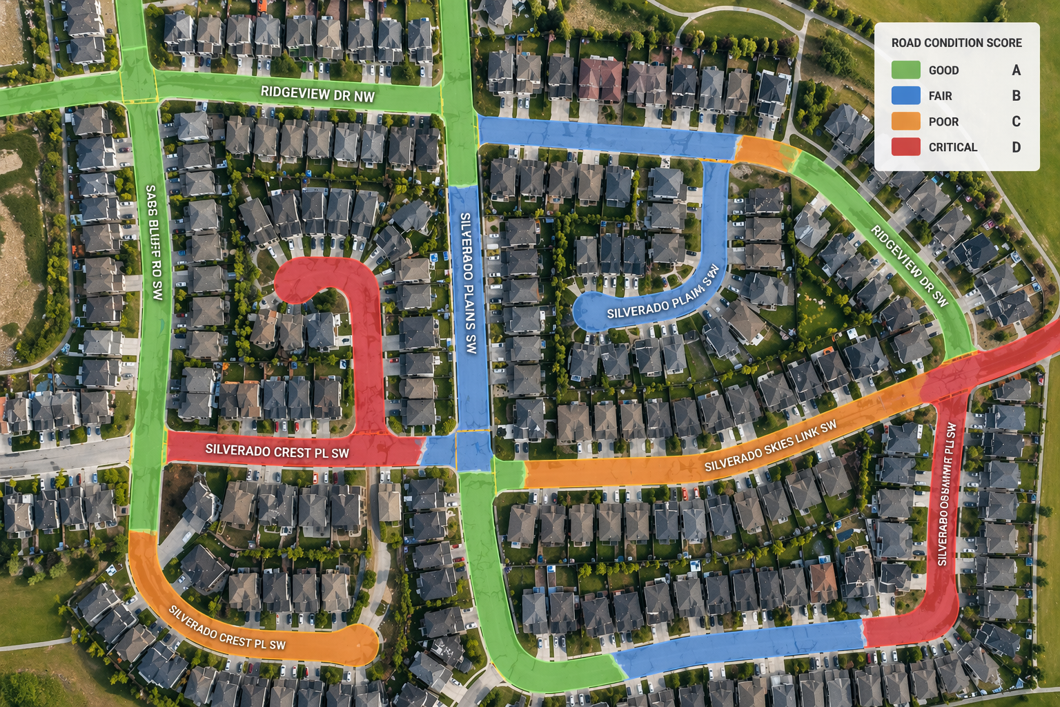AI-classified road condition output